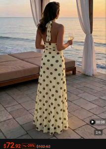 Polka Dot Halter Neck Maxi Dress