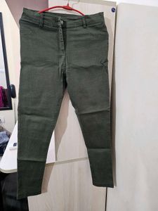 Olive Green Slim Fit Pants mid waist