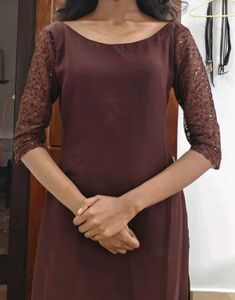 Elegant Maroon Kurta with Sequin Sleeves