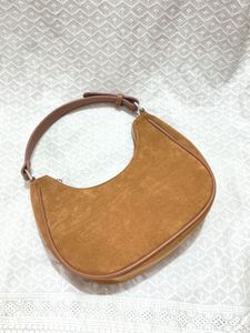 Brown Suede Hobo Bag