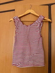 Striped Sleeveless Tie-Up Top