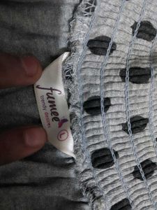 Grey Polka Dot off shoulder Top