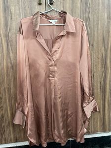 H&amp;M Satin Oversized Shirt
