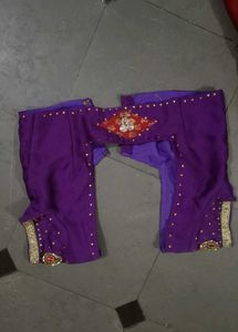 Embroidered Red &amp; Purple Saree with Blouse