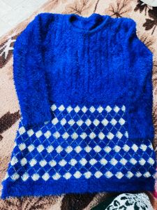Blue Fuzzy Knit Dress