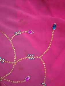 Beautiful Embroidered Pink Saree