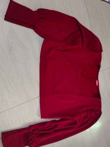 Stylish Red Top with Puff Sleeves