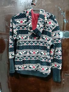Festive Reindeer Print Hoodie