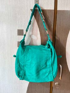 Teal Faux Leather Shoulder Bag