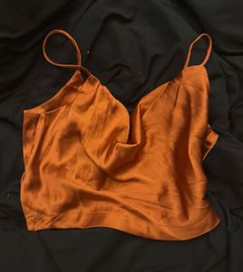 Satin Cowl Neck Tank Top