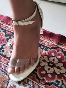 Chic Clear Strap White Heels
