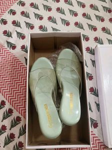 Mint Green Clear Strap Flats