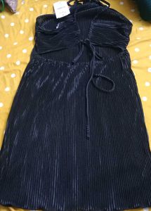 XS size Sleek Black Halter Mini Dress