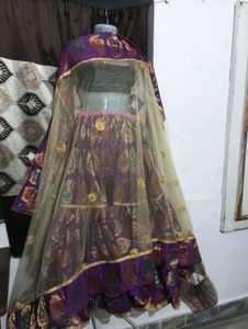 purple gharara with  golden duppatta
