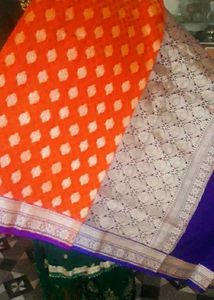 Elegant Orange &amp; Silver Saree