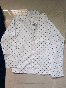 White Polka Dot Button-Down Shirt