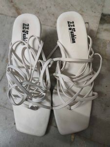 Trendy White Strappy Heels