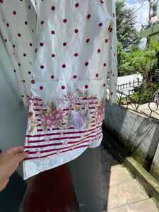 Charming Polka Dot &amp; Floral Print Nightdress