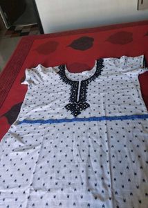 White Kurta with Black Embellishment
