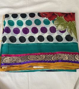 Vibrant Polka Dot Floral Saree