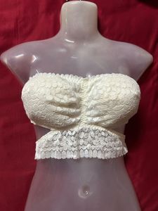 White Lace Strapless Bralette Top