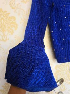 Sparkly Blue Bell Sleeve Top