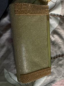 Sparkling Gold Clutch Bag with Chain