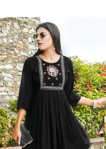Elegant Black Embroidered Short Kurta