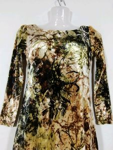 Grass Multicolour Printed Velvet Dress (Women)