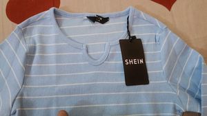 Light Blue Striped Crop Top