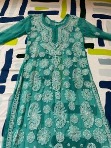 Chikankari Embroidery Green Kurta
