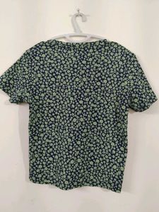 Floral Print Navy Blue fitted Top