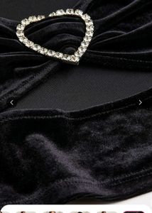 H&amp;M Black Velour Cut-Out Top