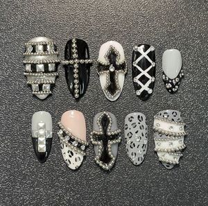 Gothic Cross & Studded Press-On Nails