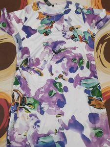 Vibrant Abstract Print Short Sleeve Dress