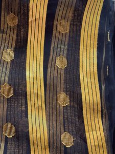Elegant Navy Blue Saree with Gold Motifs