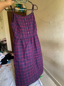 Red Plaid Spaghetti Strap Dress