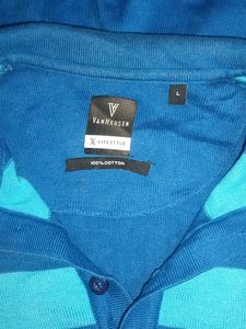 Men's Blue Striped Polo Shirt