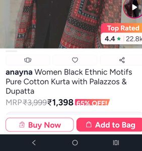 Elegant Black Kurta with Printed Dupatta