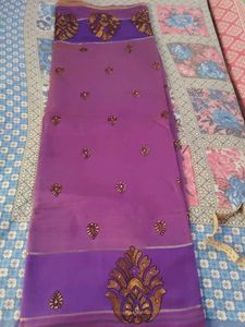 Elegant Purple Embroidered Saree