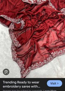 Maroon Embroidered Saree ready to wear