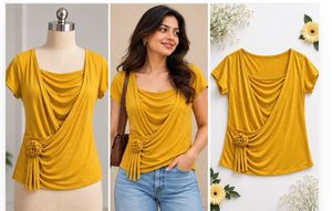 Stylish Mustard Yellow Wrap Top