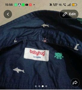 boy's Navy Blue Printed Short Sleeve Shirt(3-4 yea