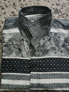 Men’s Printed Casual Shirt – Charcoal Grey – Full