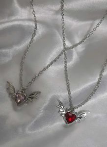 Cute Bat Heart Necklace Set