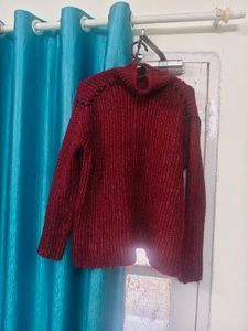 Cozy Red Knit Turtleneck Sweater