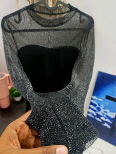 SHEIN Sparkly Mesh Top