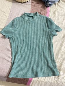 Ribbed Mock Neck Short Sleeve Top