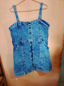 Denim Button-Front Mini Dress