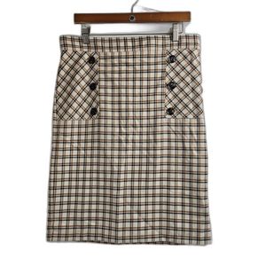 Plaid Button Detail Mini Skirt